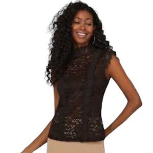 3/$15   Le Chateau Sheer Floral Embroidery Top